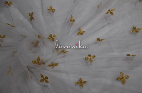 Sequin work, Zari work Embroidery on Dyeable Net Fabric Dno15064RFD